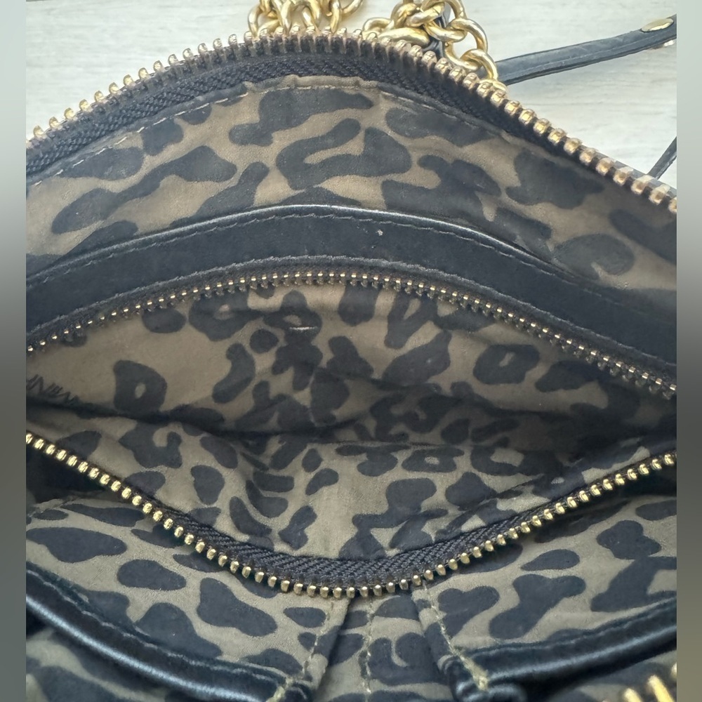 Rebecca Minkoff Black Leather Mini MAC Crossbody Bag Gold Tone Hardware - Picture 12 of 13